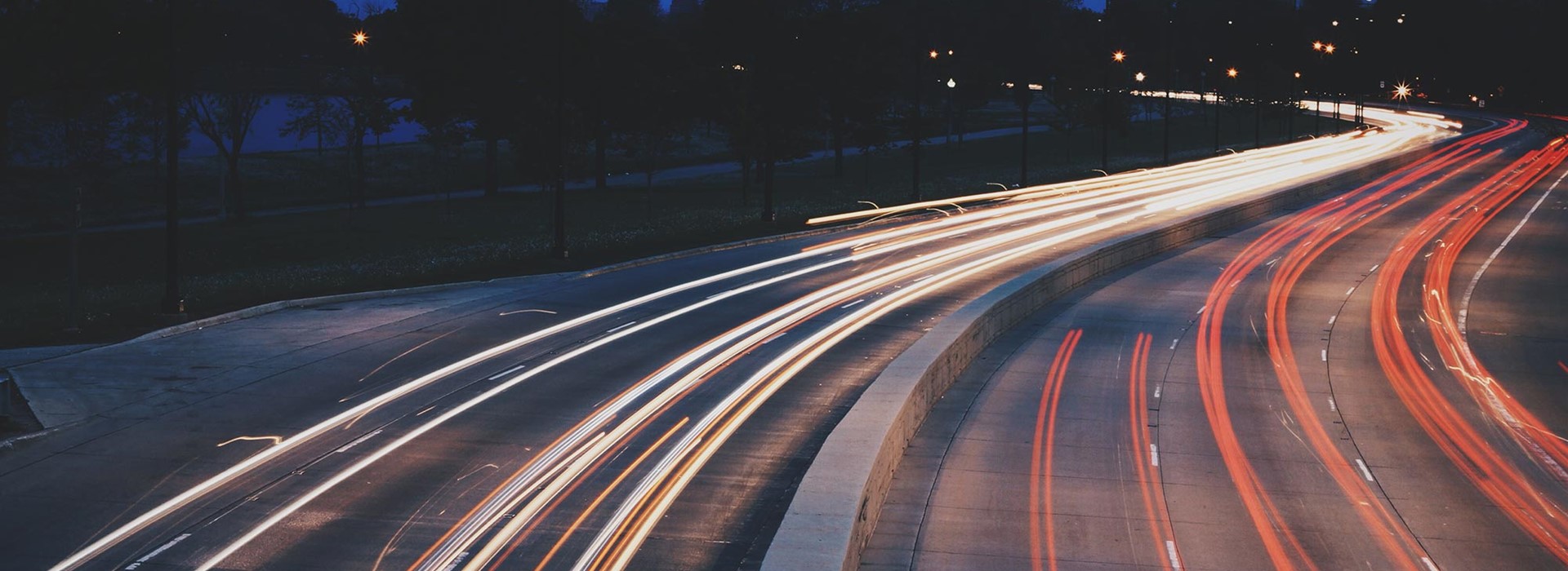 Cards on the motorway at night with just vision of their lights